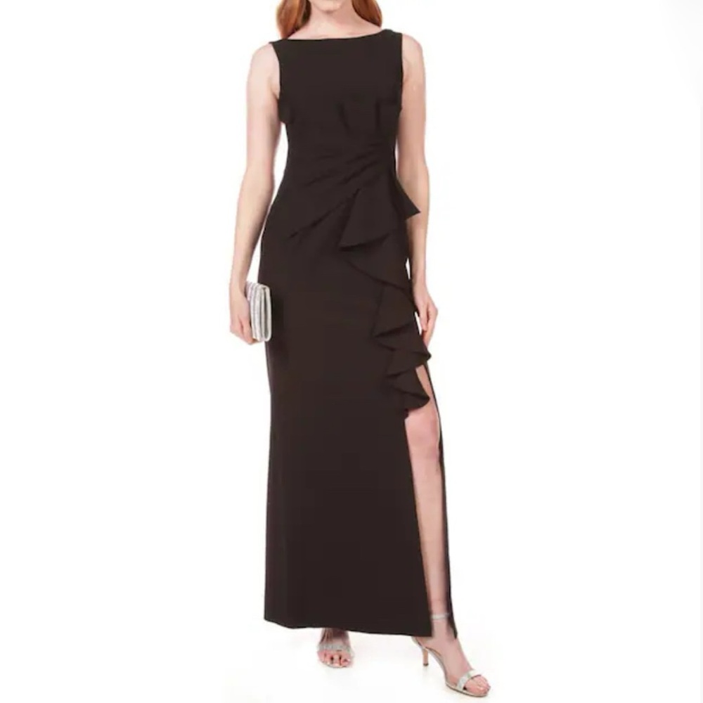 New Eliza J Ruffle Front Sleeveless Dress in Black Size 6